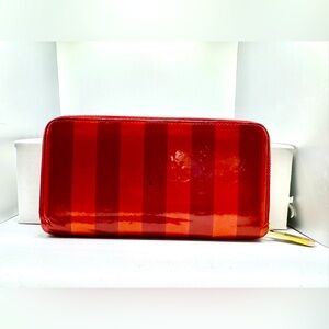 LOUIS VUITTON Red Vernis Rayures Zippy Wallet SP4161 Authentic COA Incl